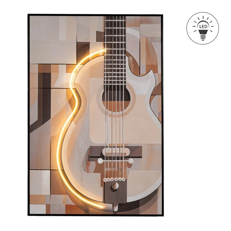 ΠΙΝΑΚΑΣ ΚΙΘΑΡΑ WITH LED LIGHT ΜΕ ΜΑΥΡΗ ΚΟΡΝΙΖΑ ΣΕ ΤΥΠΩΜΕΝΟ ΚΑΜΒΑ 80Χ120ΕΚ