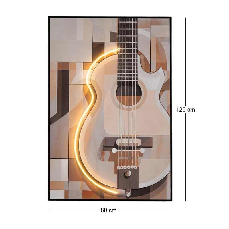 ΠΙΝΑΚΑΣ ΚΙΘΑΡΑ WITH LED LIGHT ΜΕ ΜΑΥΡΗ ΚΟΡΝΙΖΑ ΣΕ ΤΥΠΩΜΕΝΟ ΚΑΜΒΑ 80Χ120ΕΚ