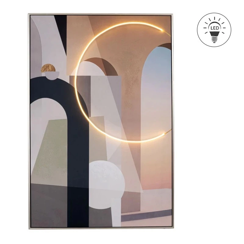 ΠΙΝΑΚΑΣ ΚΥΚΛΟΣ WITH LED LIGHT ΜΕ ΑΣΗΜΙ ΚΟΡΝΙΖΑ ΣΕ ΤΥΠΩΜΕΝΟ ΚΑΜΒΑ 80Χ120ΕΚ