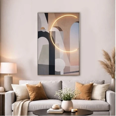 ΠΙΝΑΚΑΣ ΚΥΚΛΟΣ WITH LED LIGHT ΜΕ ΑΣΗΜΙ ΚΟΡΝΙΖΑ ΣΕ ΤΥΠΩΜΕΝΟ ΚΑΜΒΑ 80Χ120ΕΚ