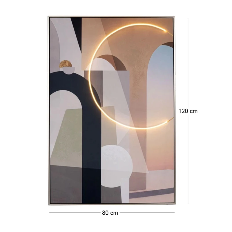 ΠΙΝΑΚΑΣ ΚΥΚΛΟΣ WITH LED LIGHT ΜΕ ΑΣΗΜΙ ΚΟΡΝΙΖΑ ΣΕ ΤΥΠΩΜΕΝΟ ΚΑΜΒΑ 80Χ120ΕΚ