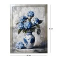 PAINTING WITH BLUE FLOWERS AND FRAME 60X80 CM.