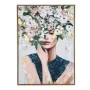PAINTING WITH A WOMAN AND FLOWERS IN A WOODEN FRAME 50X70 CM.