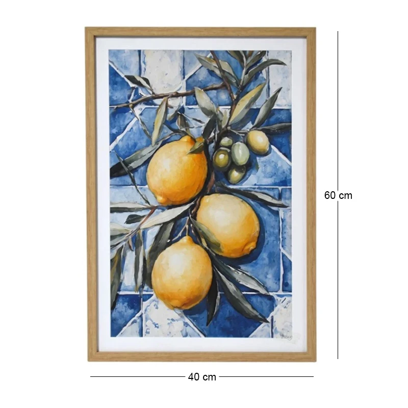 PAINTING WITH A LEMON TREE IN A WOODEN FRAME 40X60 CM