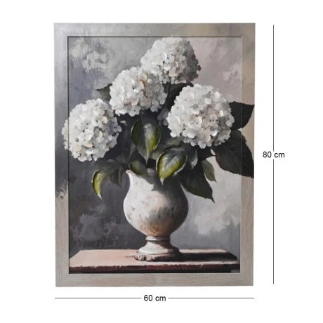 PAINTING WITH WHITE FLOWERS AND FRAME 60X80 CM.