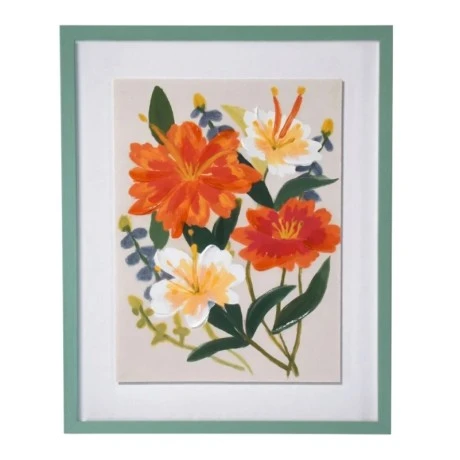 PAINTING WITH FLOWERS IN A GREEN FRAME 40X50 CM