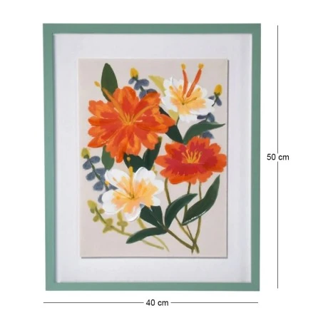 PAINTING WITH FLOWERS IN A GREEN FRAME 40X50 CM