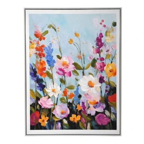 PAINTING WITH MULTICOLORED FLOWERS AND FRAME 60X80 CM