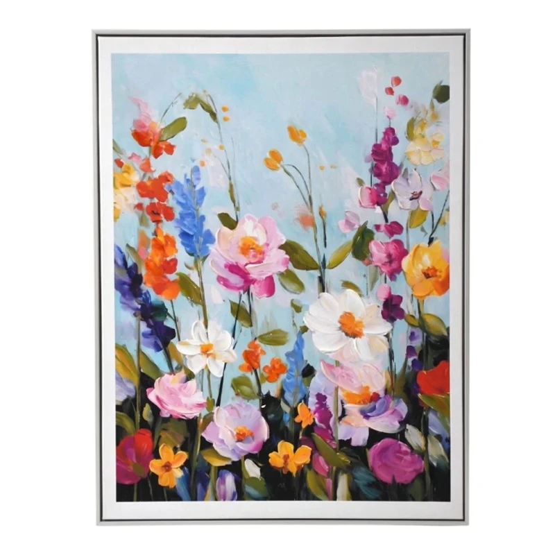 PAINTING WITH MULTICOLORED FLOWERS AND FRAME 60X80 CM