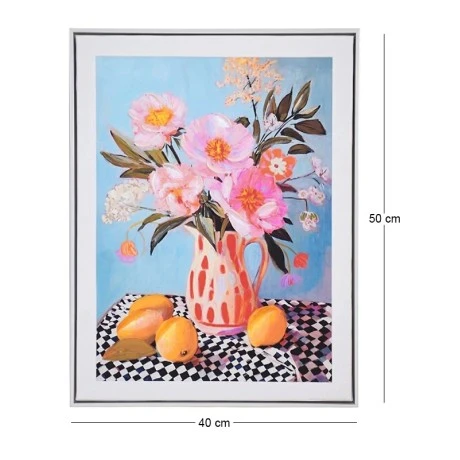 PAINTING WITH MULTICOLORED FLOWERS-LEMONS AND FRAME 40X50 CM.