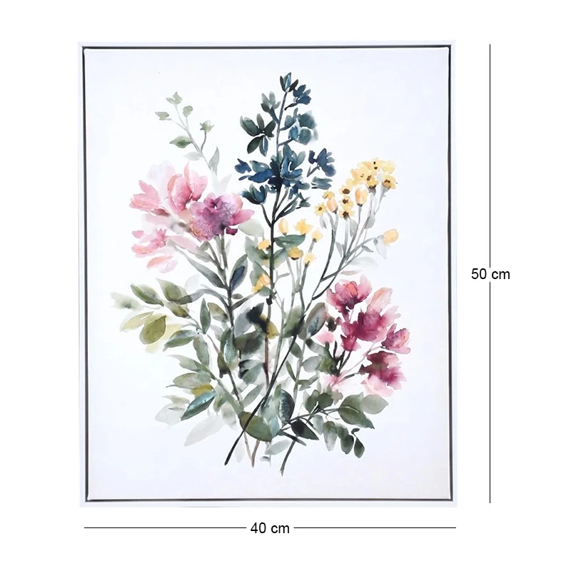 PAINTING WITH MULTICOLORED FLOWERS AND FRAME 40X50 CM.