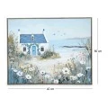 PAINTING WITH A HOUSE IN A WOODEN FRAME  40X60 CM
