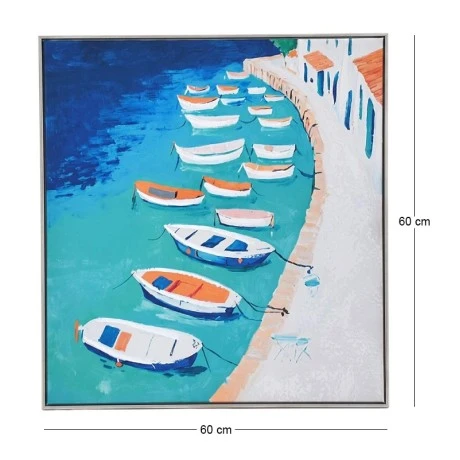 PAINTING WITH SEA AND BOATS 60X60 CM