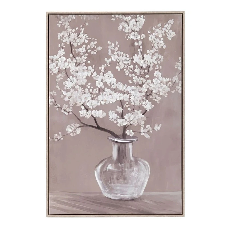 PAINTING WITH A VASE WITH FLOWERS AND FRAME 60X80 CM