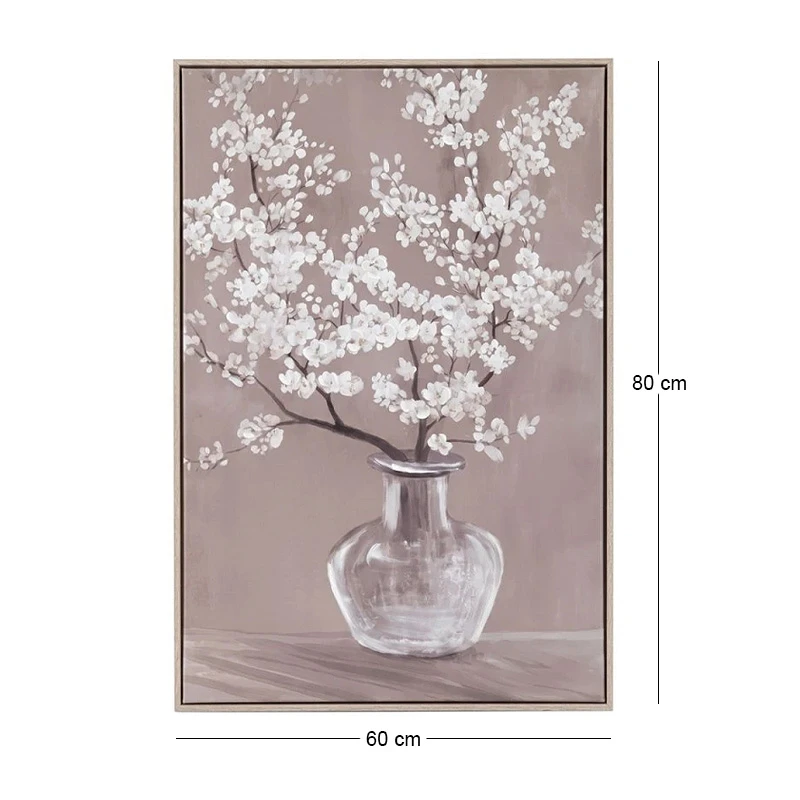 PAINTING WITH A VASE WITH FLOWERS AND FRAME 60X80 CM