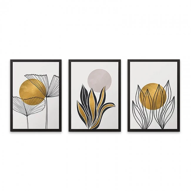 "Plants" Megapap painting of three pieces in frame 35x45x2cm.