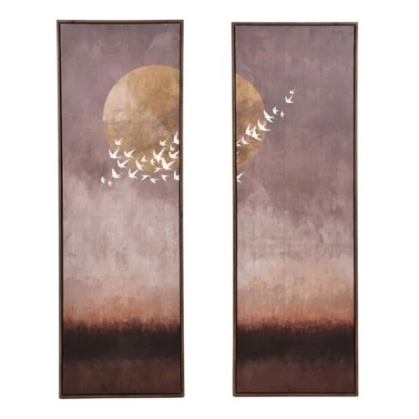 PAINTING IN GOLD OF AN ABSTRACT LANDSCAPE 2 PCS WITH FRAME 30X90 CM