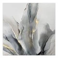 "Abstract Grey Leaves" Megapap painting on canvas digital printing 100x100x3cm.