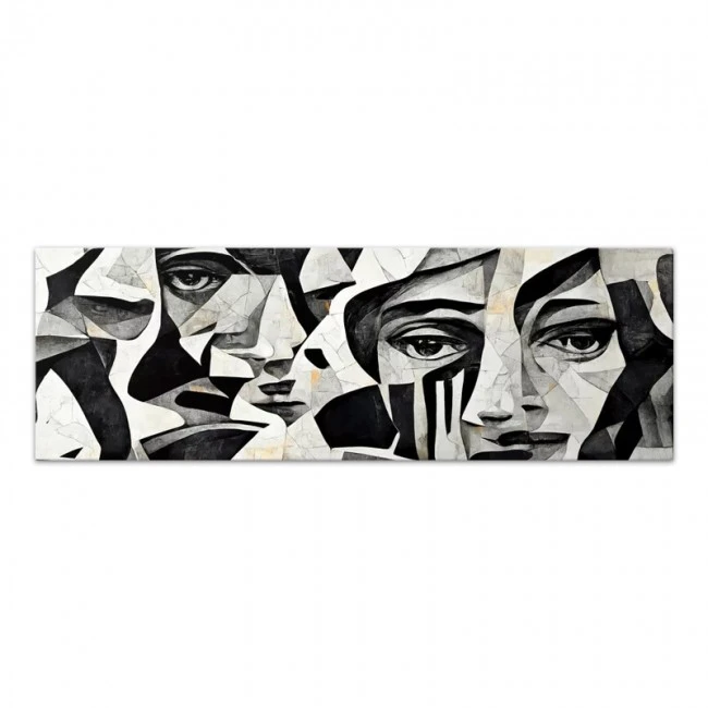 "Abstract Marble Faces" Megapap painting on canvas digital printing 150x50x3cm.