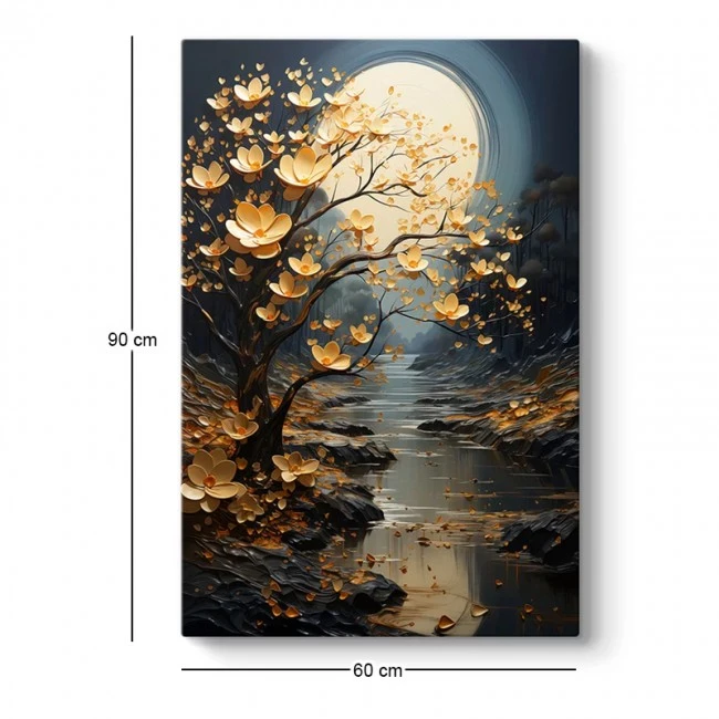 Πίνακας σε καμβά "Dance of Flowers in Moonlight" Megapap ψηφιακής εκτύπωσης 60x90x3εκ.