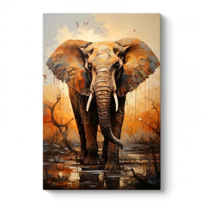 "Elephant Story" Megapap painting on canvas digital printing 60x90x3cm.