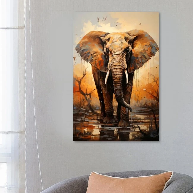 "Elephant Story" Megapap painting on canvas digital printing 60x90x3cm.
