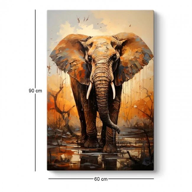 "Elephant Story" Megapap painting on canvas digital printing 60x90x3cm.