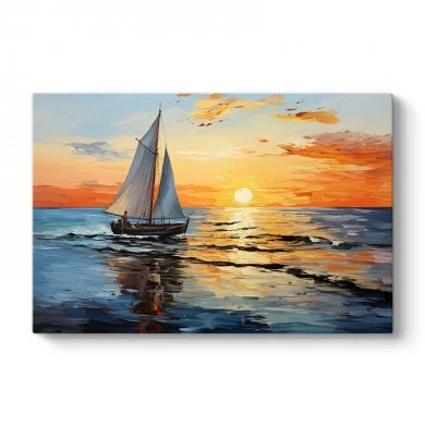 "Fisherman at the sunset"Megapap painting on canvas digital printing 120x60x3cm.