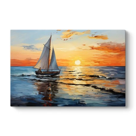 "Fisherman at the sunset"Megapap painting on canvas digital printing 120x60x3cm.