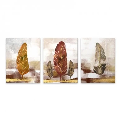 "Autumn Leaves" Megapap 3 pieces painting on canvas digital printing 126x55x3cm.