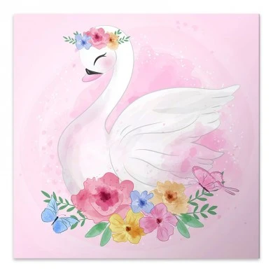 "Baby Swan" Megapap painting on canvas digital printing 40x40x3cm.