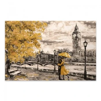 "Big Ben And Yellow Leaves" painting on canvas digital printing 125x80x3cm.