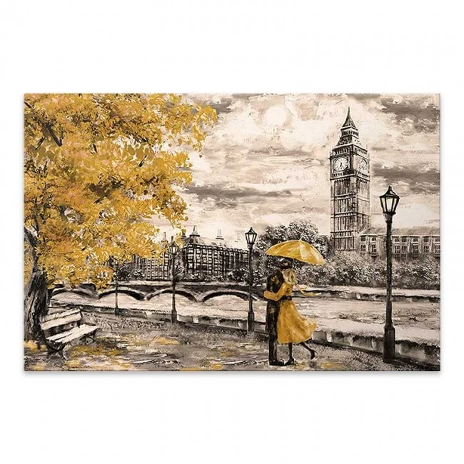 "Big Ben And Yellow Leaves" Megapap painting on canvas digital printing 75x50x3cm.