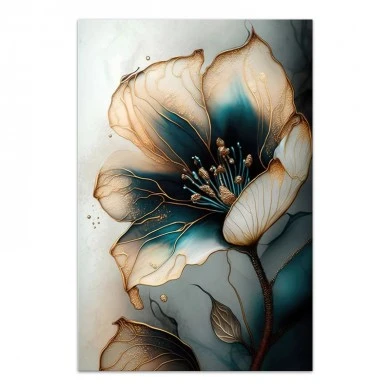 "Emerald Golden Flower" Megapap painting on canvas digital printing 70x100x3cm.
