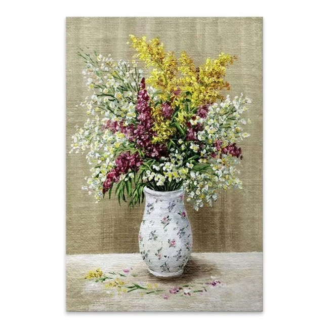 "Flowers in Vase" Megapap painting on canvas digital printing 60x90x3cm.