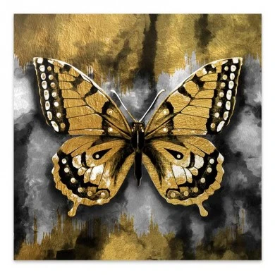 "Golden Butterfly" Megapap painting on canvas digital printing 60x60x3cm.