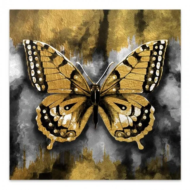 "Golden Butterfly" Megapap painting on canvas digital printing 60x60x3cm.