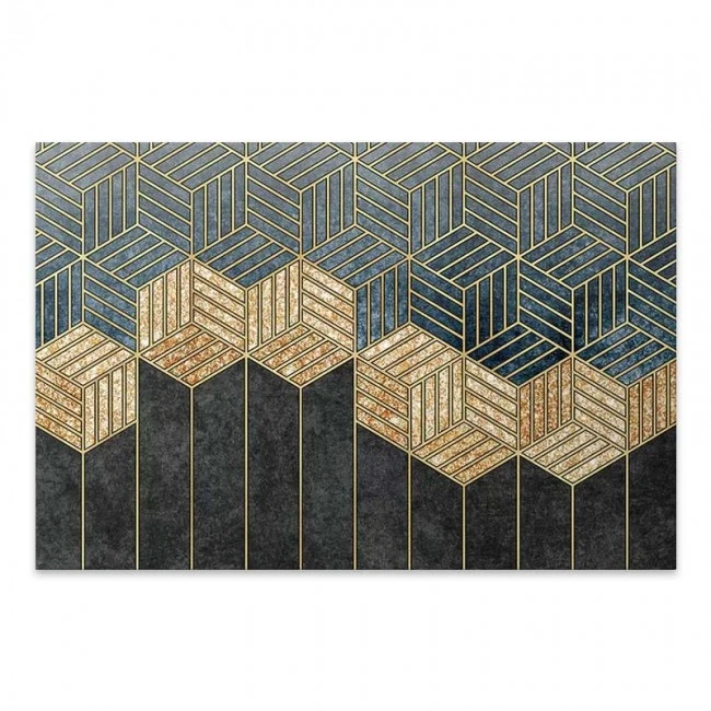 "Golden Cubes" Megapap painting on canvas digital printing 100x70x3cm.