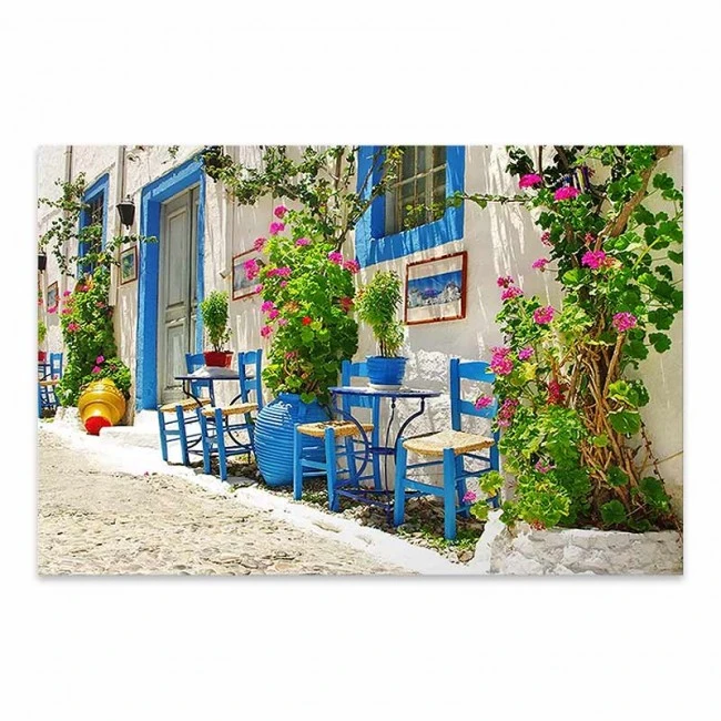 "Greek Street Tavern" Megapap painting on canvas digital printing 60x40x3cm.