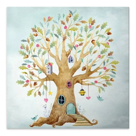 "Magic Treehouse" Megapap painting on canvas digital printing 40x40x3cm.