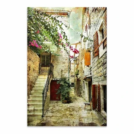"Picturesque Neighborhood" Megapap painting on canvas digital printing 40x60x3cm.