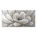 "Silver Flowers" Megapap painting on canvas digital printing 140x70x3cm.