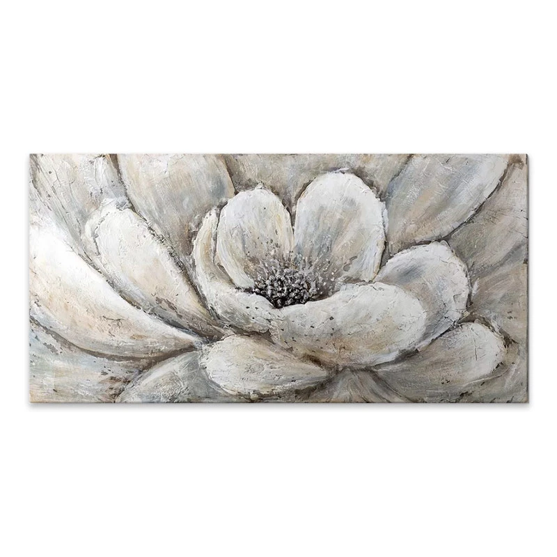 "Silver Flowers" Megapap painting on canvas digital printing 140x70x3cm.