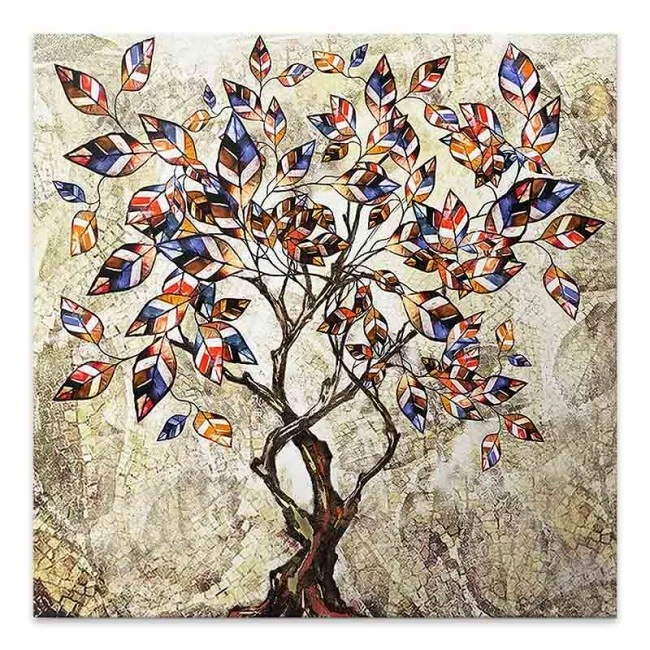 "Tree And Leaves" Megapap painting on canvas digital printing 50x50x3cm.