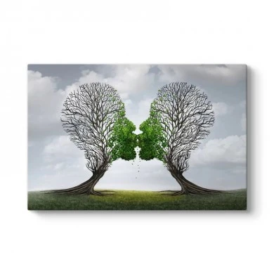 "Trees Growing With Love" Megapap painting on canvas digital printing 100x70x3cm.