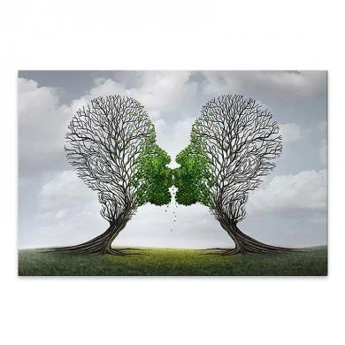 "Trees Growing With Love" Megapap painting on canvas digital printing 75x50x3cm.