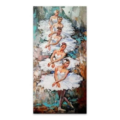 "White Swan Ballerinas" Megapap painting on canvas digital printing 50x100x3cm.