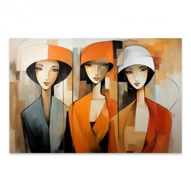 "Women in Orange" Megapap painting on canvas digital printing 100x70x3cm.