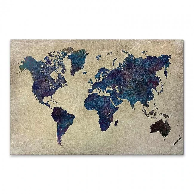 "World Map" Megapap painting on canvas digital printing 75x50x3cm.