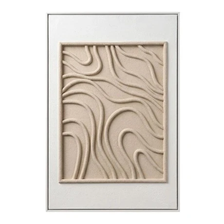 PAINTING IN BEIGE COLOR OF AN ABSTRACT LANDSCAPE WITH FRAME 40X60 CM